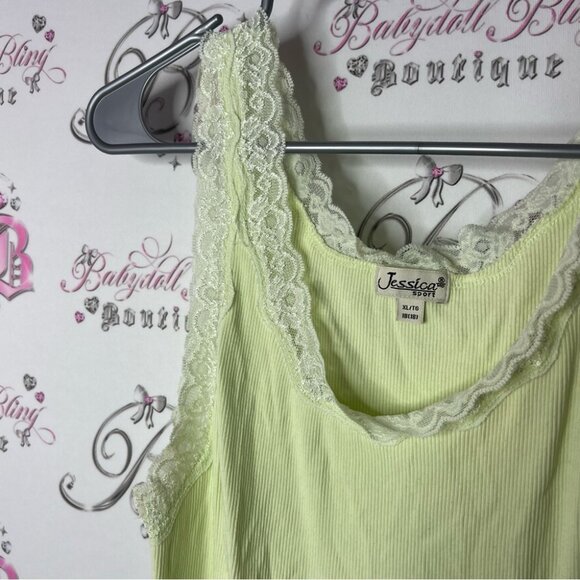 Jessica tank top lace Lacie neon bright lime Light Yellow Lace Camisole - Picture 3 of 7